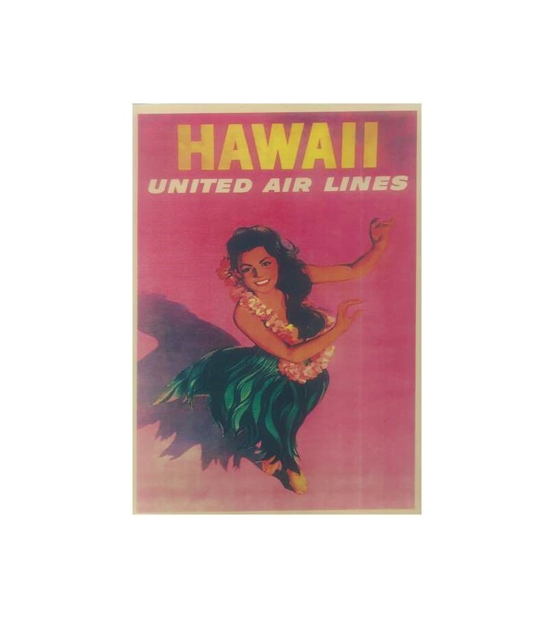 Affiche Papier Craft Hawaii, Surf, Tiki, Voyage, Vintage  42*30cm