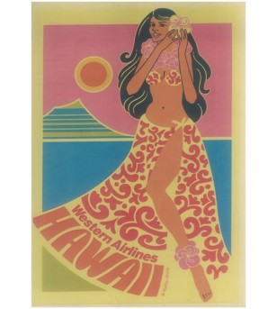 Affiche Papier Craft Hawaii, Surf, Tiki, Voyage, Vintage  42*30cm