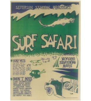 Affiche Papier Craft Hawaii, Surf, Tiki, Voyage, Vintage  42*30cm
