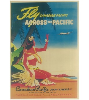 Affiche Papier Craft Hawaii, Surf, Tiki, Voyage, Vintage  42*30cm