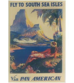 Affiche Papier Craft Hawaii, Surf, Tiki, Voyage, Vintage  42*30cm