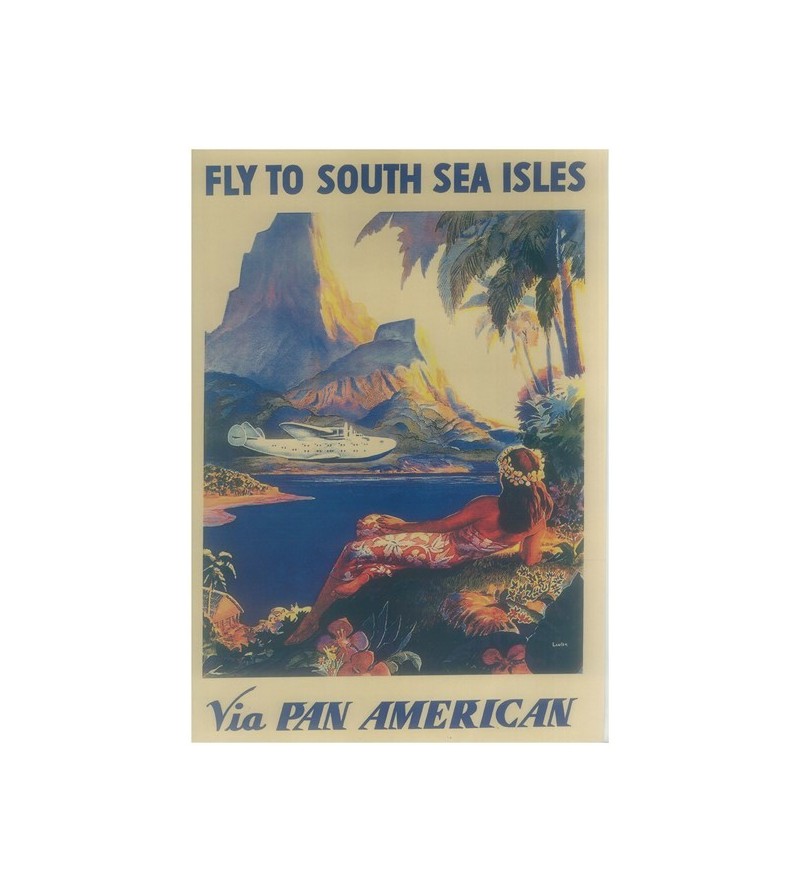 Affiche Papier Craft Hawaii, Surf, Tiki, Voyage, Vintage  42*30cm