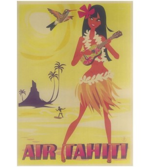 Affiche Papier Craft Hawaii, Surf, Tiki, Voyage, Vintage  42*30cm