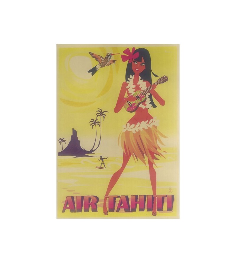 Affiche Papier Craft Hawaii, Surf, Tiki, Voyage, Vintage  42*30cm