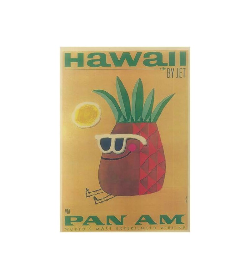 Affiche Papier Craft Hawaii, Surf, Tiki, Voyage, Vintage  42*30cm