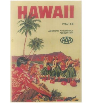 Affiche Papier Craft Hawaii, Surf, Tiki, Voyage, Vintage  42*30cm