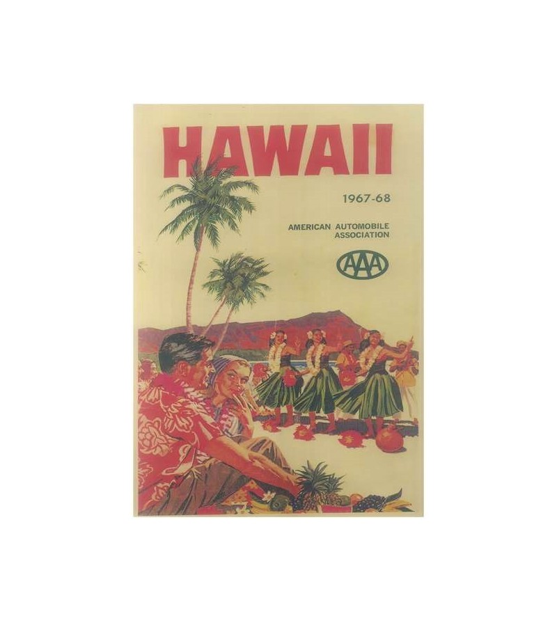 Affiche Papier Craft Hawaii, Surf, Tiki, Voyage, Vintage  42*30cm