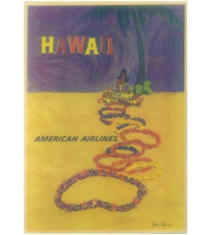 Affiche Papier Craft Hawaii, Surf, Tiki, Voyage, Vintage  42*30cm