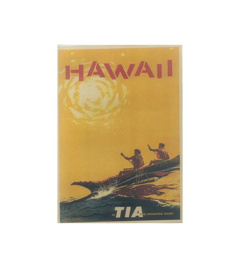 Affiche Papier Craft Hawaii, Surf, Tiki, Voyage, Vintage  42*30cm