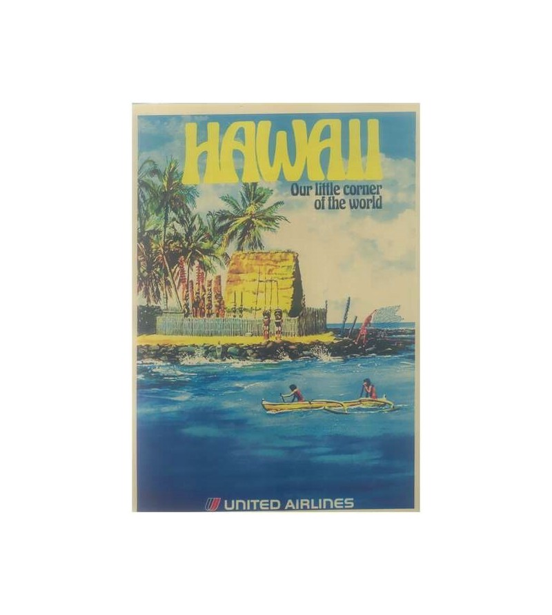 Affiche Papier Craft Hawaii, Surf, Tiki, Voyage, Vintage  42*30cm