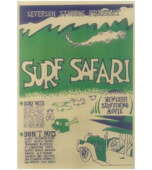 Affiche Papier Craft Hawaii, Surf, Tiki, Voyage, Vintage  42*30cm