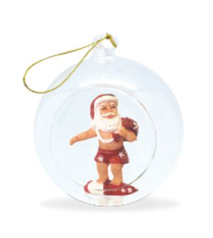 Déco Noel Boule Verre Santa Résine 