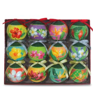 Lot Boule de Noel Flowers 12 pcs