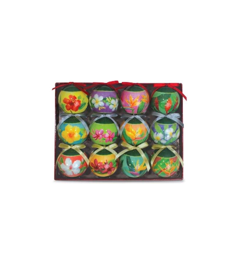 Lot Boule de Noel Flowers 12 pcs